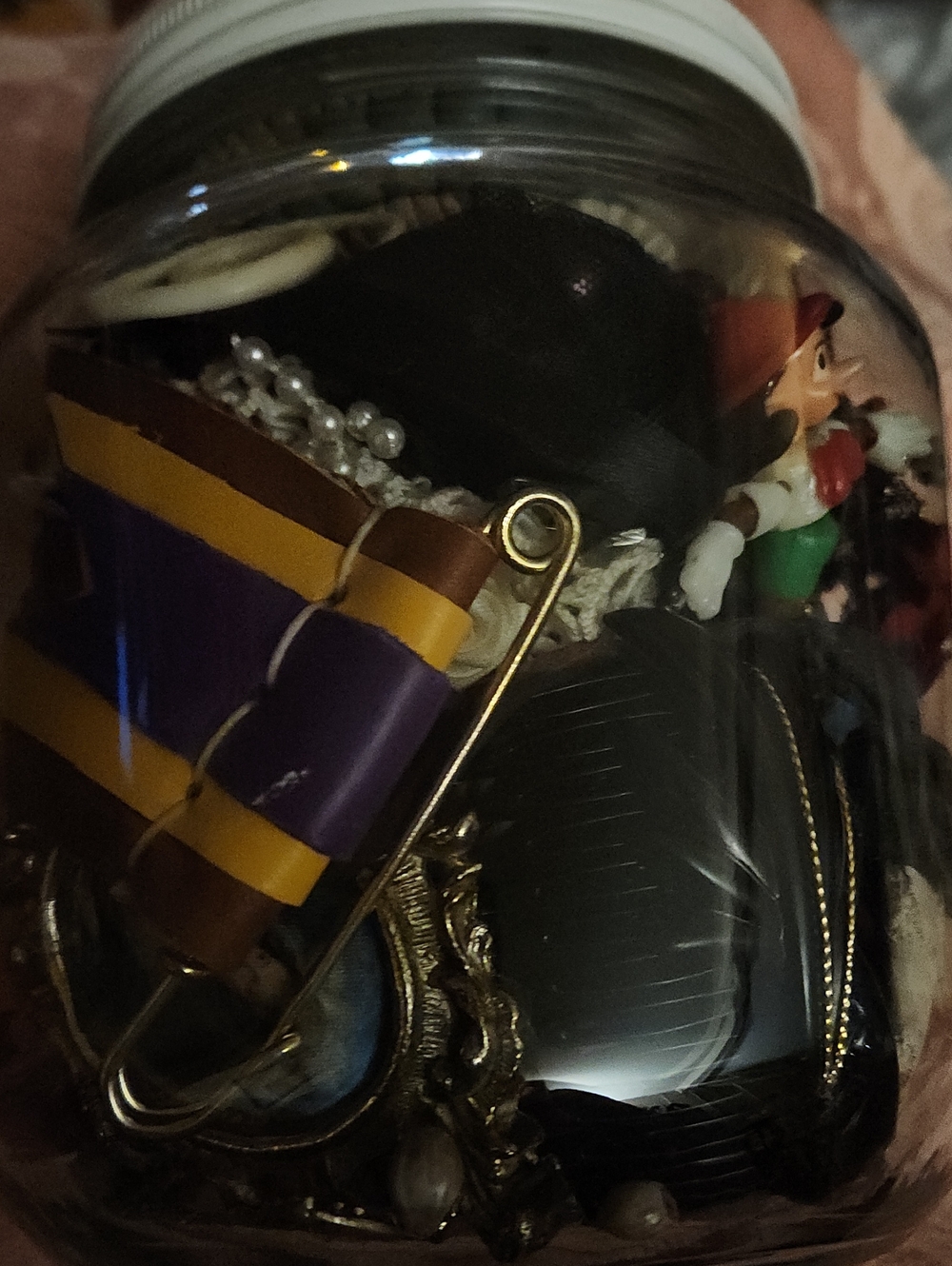 2 Qt Treasure Jar Of Fun. Jewelry, Trinkets, Shells, Beads, Game Pieces,